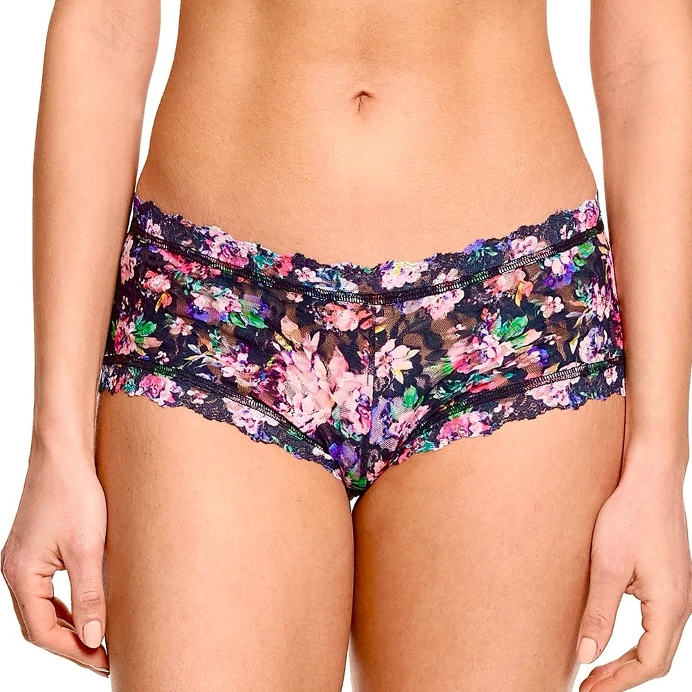 HANKY PANKY Printed Signature Lace Boyshort in Dark Peonies Size M
